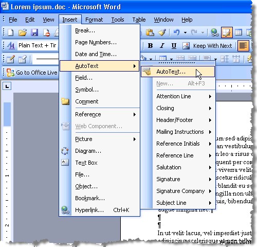 ใช้ Spike เพื่อตัดและวางรายการข้อความหลายรายการใน Word 