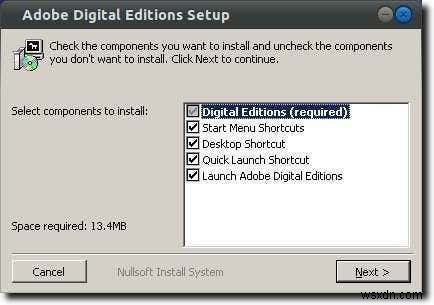 ติดตั้ง Adobe Digital Editions ใน Ubuntu Linux 