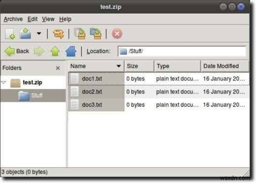 สร้างและแก้ไขไฟล์ Zip ใน Linux โดยใช้ Terminal 