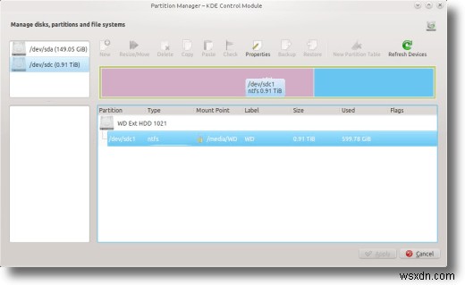 การแก้ไขพาร์ติชั่นด้วย KDE Partition Manager