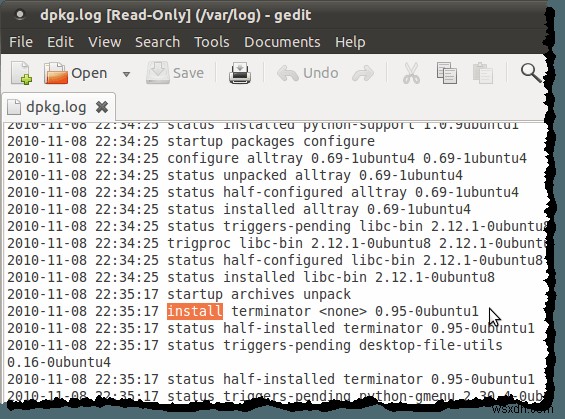 แสดงรายการแพ็คเกจซอฟต์แวร์ที่ติดตั้งล่าสุดใน Ubuntu 
