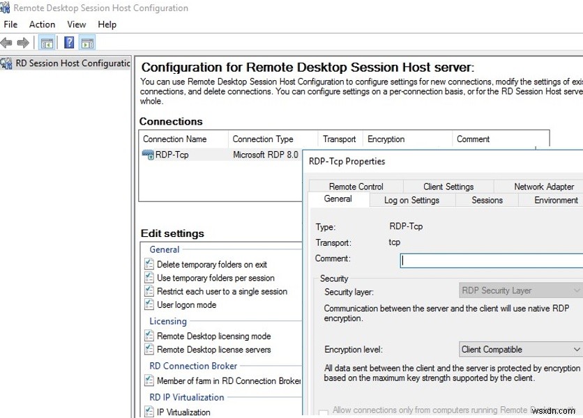 การใช้ TSADMIN.msc และ TSCONFIG.msc Snap-Ins บนโฮสต์ Windows Server 2016 RDS 