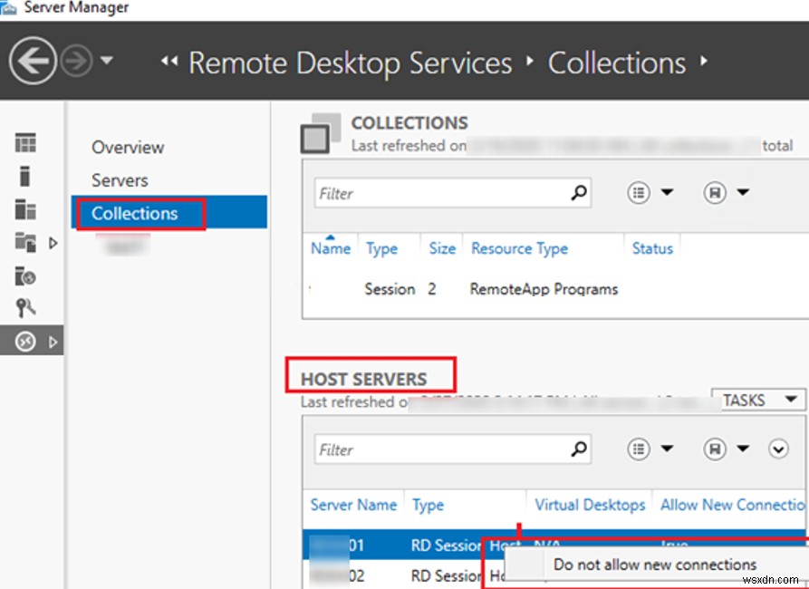 การตั้งค่าโหมดระบายเดสก์ท็อประยะไกลบนโฮสต์ Windows Server RDS 