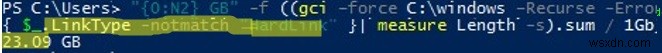 PowerShell:รับขนาดโฟลเดอร์บนดิสก์ใน Windows 