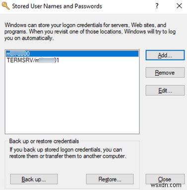 การจัดการรหัสผ่านที่บันทึกไว้โดยใช้ Windows Credential Manager 