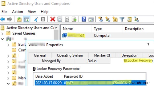 การจัดเก็บคีย์การกู้คืน BitLocker ใน Active Directory 