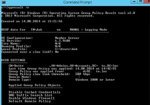 การใช้คำสั่ง GPResult เพื่อตรวจสอบ GPO ที่ใช้และ RSoP Data 