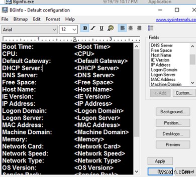 แสดงข้อมูลระบบบนเดสก์ท็อป Windows ด้วย BgInfo 