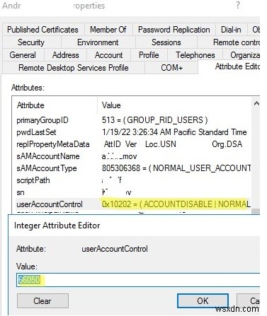 การแปลงค่าแอตทริบิวต์ UserAccountControl ใน Active Directory 