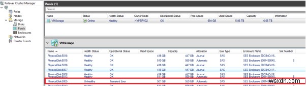 การแทนที่ฟิสิคัลดิสก์ที่ล้มเหลวในพื้นที่จัดเก็บโดยตรงบน Windows Server 2016 