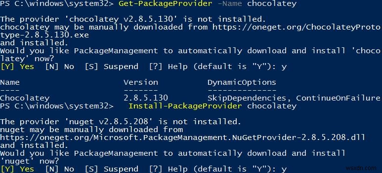 การใช้ PowerShell PackageManagement ใน Windows 10 