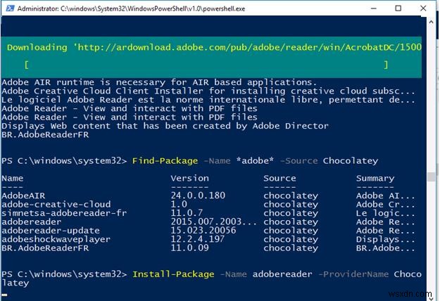 การใช้ PowerShell PackageManagement ใน Windows 10 