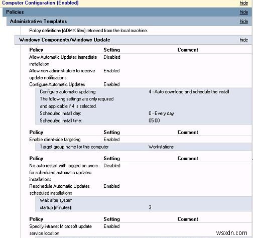 การตั้งค่านโยบายกลุ่ม WSUS เพื่อปรับใช้การอัปเดต 