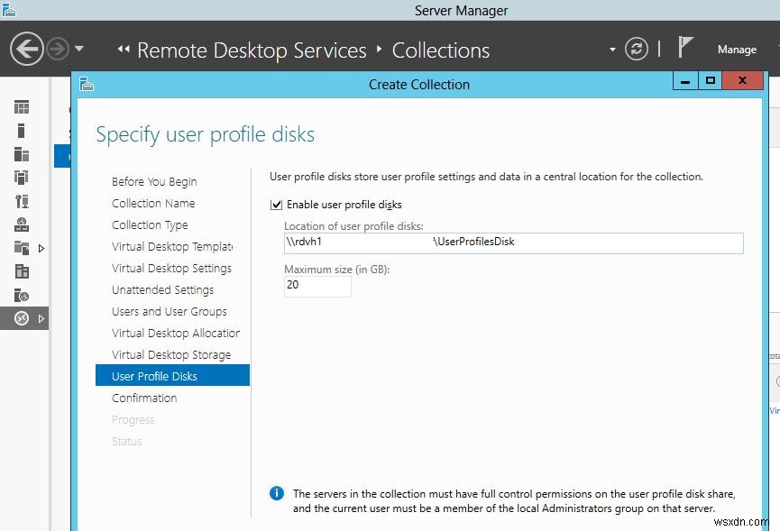 ดิสก์โปรไฟล์ผู้ใช้บน Windows Server 2012 R2 / 2016 RDS 