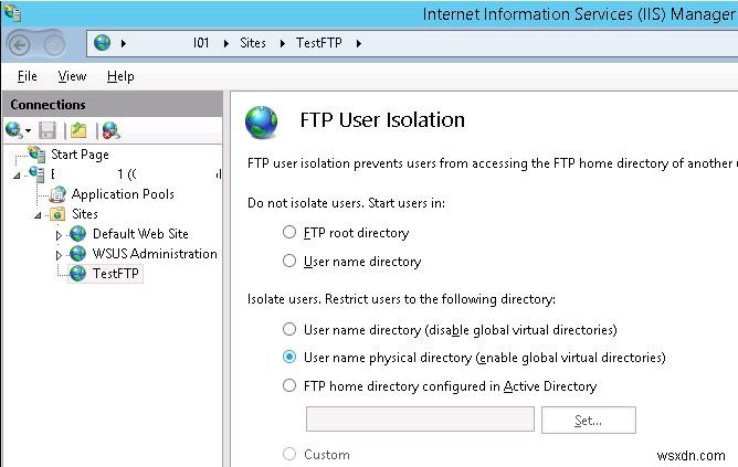 การกำหนดค่าเซิร์ฟเวอร์ FTP ด้วยการแยกผู้ใช้บน Windows Server 2016 / 2012 R2 