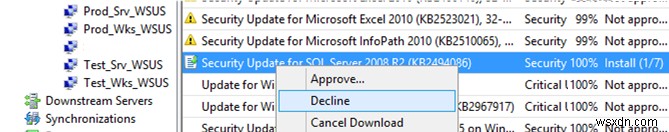 จะอนุมัติและปฏิเสธการอัปเดต WSUS ได้อย่างไร 