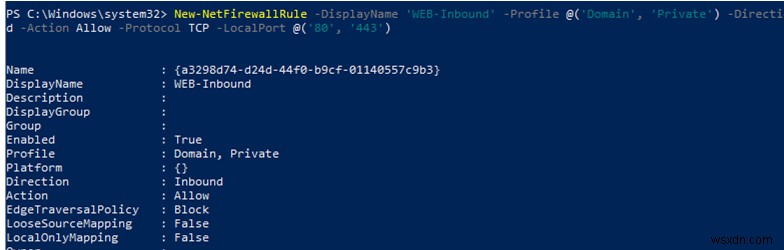 การกำหนดค่ากฎไฟร์วอลล์ Windows ด้วย PowerShell 