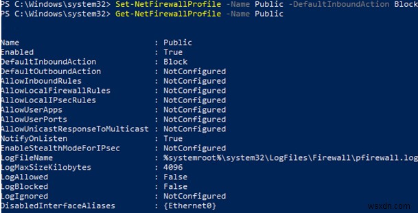 การกำหนดค่ากฎไฟร์วอลล์ Windows ด้วย PowerShell 