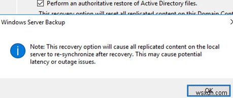 วิธีคืนค่า Active Directory จากข้อมูลสำรอง 