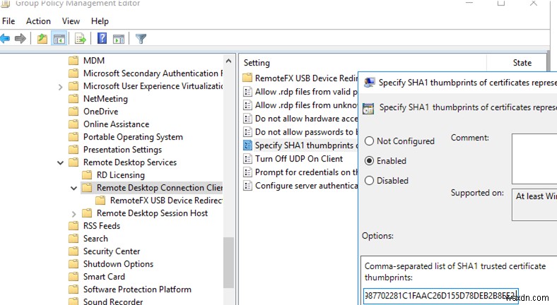 การรักษาความปลอดภัยการเชื่อมต่อ RDP ด้วยใบรับรอง SSL/TLS ที่เชื่อถือได้ 