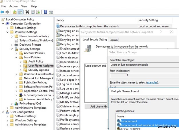 Windows:บล็อกการเข้าถึงเครือข่ายระยะไกลสำหรับบัญชีผู้ใช้ภายใน 
