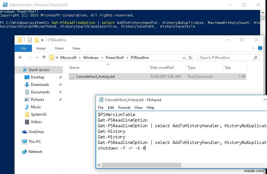 ประวัติคำสั่งก่อนหน้าใน PowerShell Console 