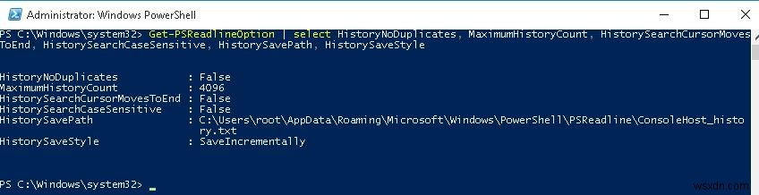 ประวัติคำสั่งก่อนหน้าใน PowerShell Console 