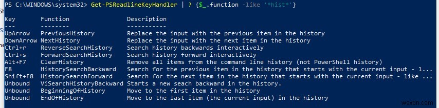 ประวัติคำสั่งก่อนหน้าใน PowerShell Console 