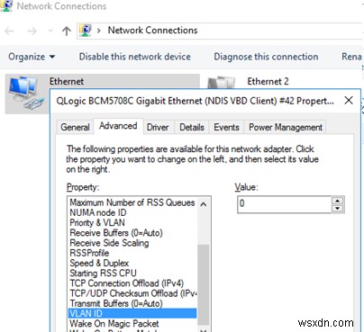 การกำหนดค่าอินเทอร์เฟซ VLAN บน Windows 10/Windows Server 2016 