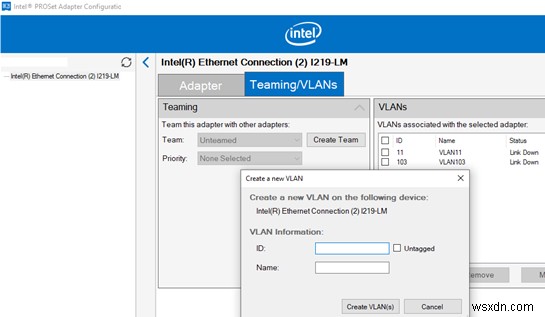 การกำหนดค่าอินเทอร์เฟซ VLAN บน Windows 10/Windows Server 2016 