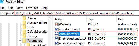 การจัดการการแชร์การดูแลระบบ (Admin$, IPC$, C$, D$) ใน Windows 10 