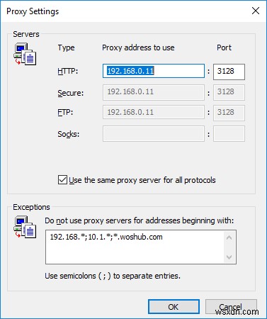การกำหนดการตั้งค่าพร็อกซีบน Windows โดยใช้การตั้งค่านโยบายกลุ่ม 
