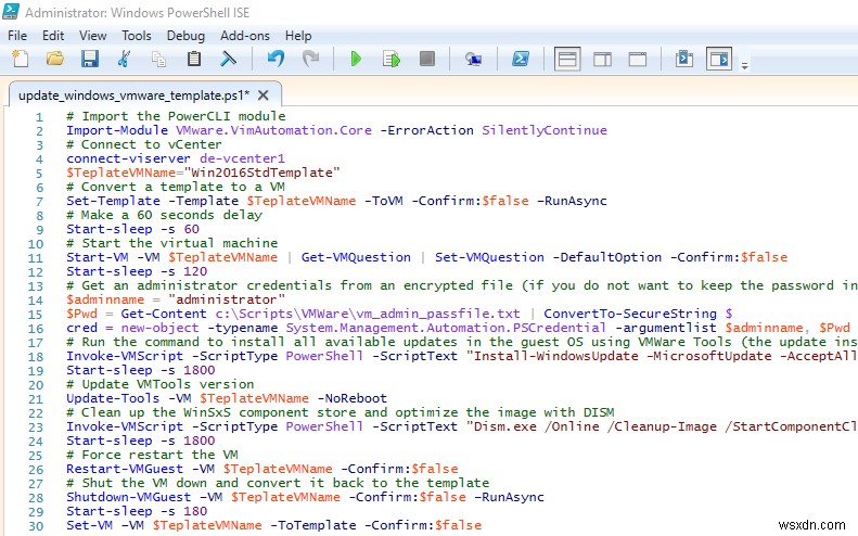 การอัปเดตเทมเพลต Windows VM บน VMWare ด้วย PowerShell 