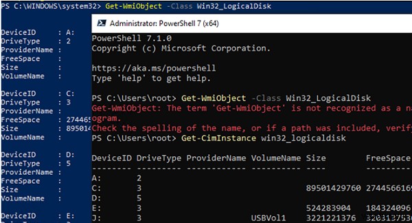 PowerShell:ตรวจสอบพื้นที่ว่างในดิสก์และการใช้งานดิสก์ 