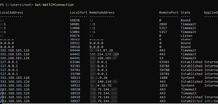 การตรวจสอบการเชื่อมต่อ TCP/IP ที่ใช้งานอยู่บน Windows ด้วย PowerShell 