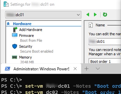 Hyper-V:การกำหนดค่าการเริ่มต้นอัตโนมัติและลำดับการบูตของ VMs 