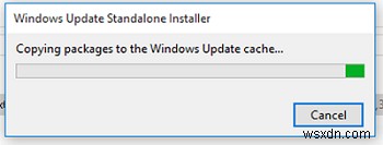 Windows Update ค้างอยู่ที่การคัดลอกแพ็คเกจไปยัง Update Cache 