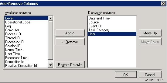 วิธีกรองบันทึกเหตุการณ์ตามชื่อผู้ใช้ใน Windows 2008 ขึ้นไป 
