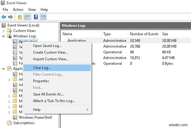 วิธีล้างบันทึกเหตุการณ์ของ Windows โดยใช้ PowerShell หรือ Wevtutil 