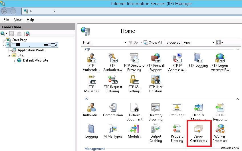 FTP ผ่าน SSL (FTPS) บน Windows Server 2012 R2 