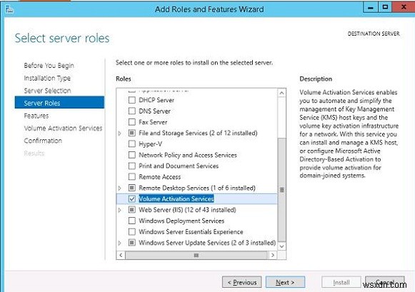 การติดตั้งเซิร์ฟเวอร์ KMS บน Windows Server 2012 R2 