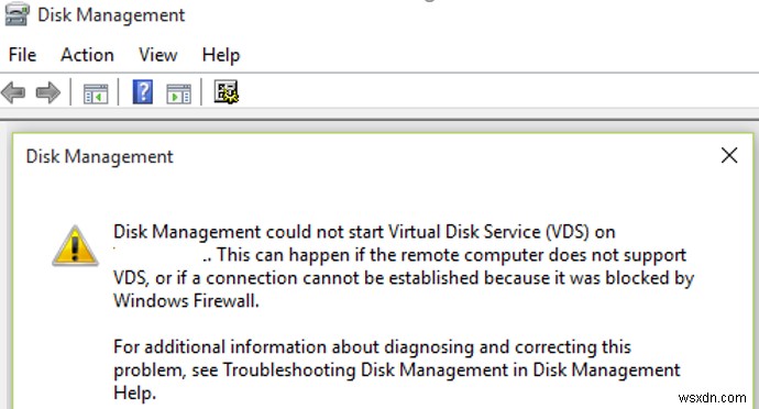 ไม่สามารถเริ่มหรือเชื่อมต่อกับ Virtual Disk Service ในการจัดการดิสก์ 