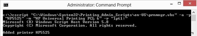 การจัดการเครื่องพิมพ์จากพรอมต์คำสั่งใน Windows 10 / 8.1 