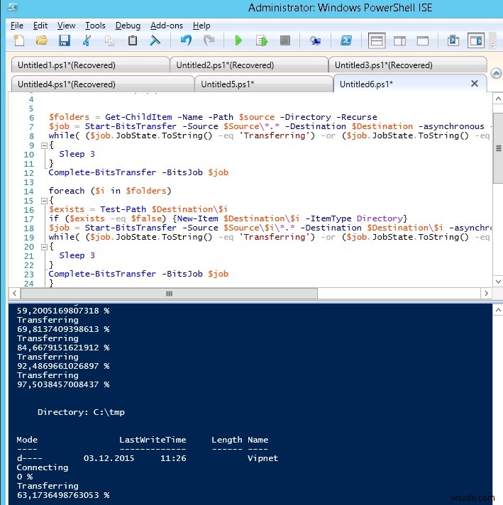 การคัดลอกไฟล์ขนาดใหญ่บนเครือข่ายที่ไม่น่าเชื่อถือโดยใช้ BITS และ PowerShell 