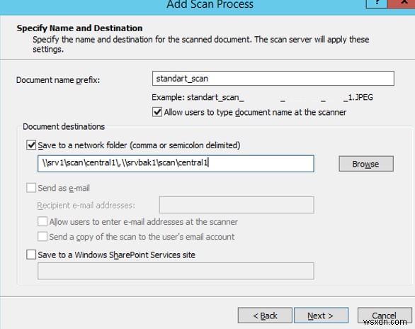 การกำหนดค่าเซิร์ฟเวอร์สแกนแบบกระจายบน Windows Server 2012 R2 