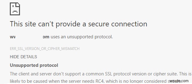 ข้อผิดพลาด SSL:ไซต์นี้ไม่สามารถให้การเชื่อมต่อที่ปลอดภัยใน Chrome, Opera &Chromium 