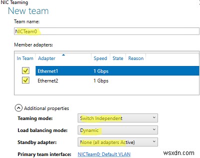 วิธีกำหนดค่า NIC Teaming บน Windows Server 2019/2016 และ Windows 10 