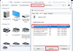 การติดตั้งไดรเวอร์เครื่องพิมพ์ที่เข้ากันไม่ได้ใน Windows 10 