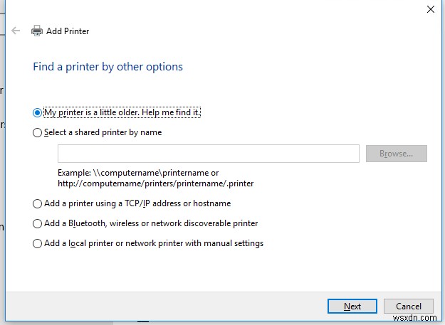 การติดตั้งไดรเวอร์เครื่องพิมพ์ที่เข้ากันไม่ได้ใน Windows 10 