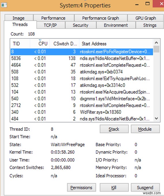 การใช้ CPU สูงโดยกระบวนการ Ntoskrnl.exe (ระบบ) ใน Windows 10 
